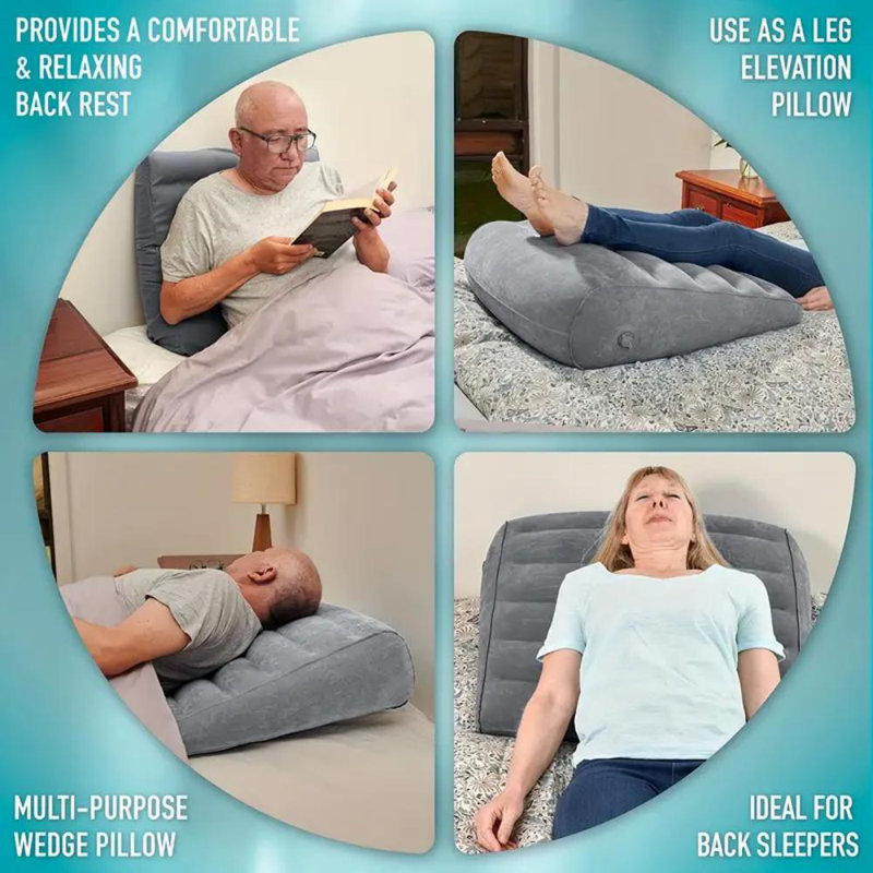 Alwyn Home 1pc Inflatable Wedge Pillow For Sleeping Portable Travel Wedge Pillow For Sitting In Bed Inflatable Wedge Pillows For Travel Blow Up Wedge Pillow Under The Knee Pillow Wedge Pillow For